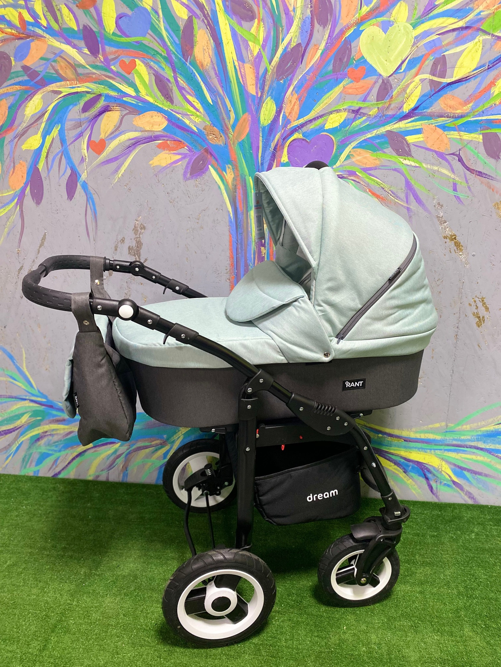 Коляска DREAM  (BartPlast) 04 серый-мятный