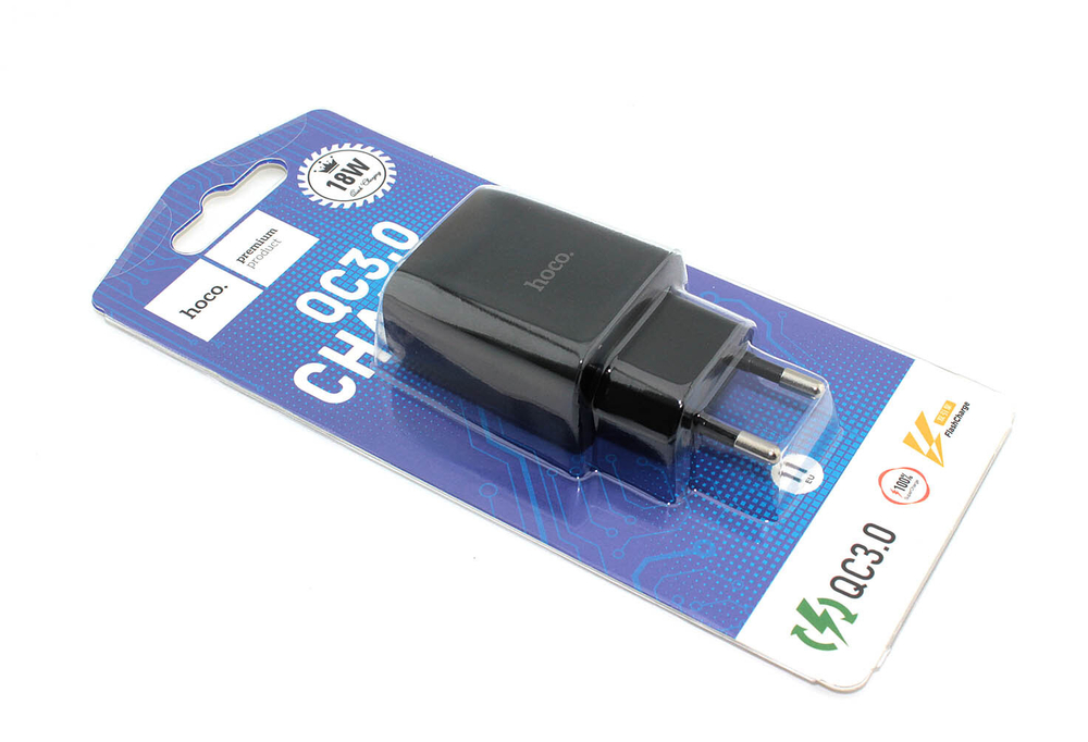 Блок питания (сетевой адаптер) HOCO C72Q Glorious QC3.0 один USB порт, черный