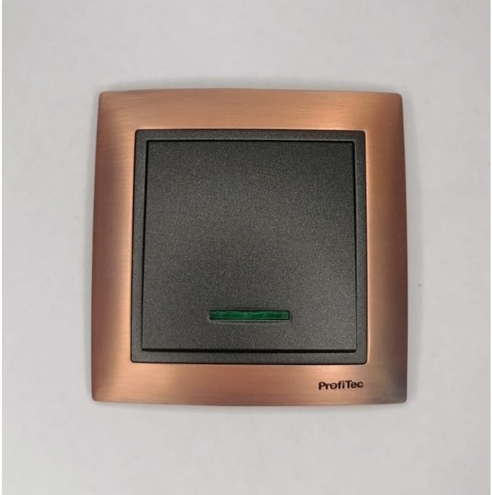 Рамка 1-я ProfiTec Tesla античная медь метал + вставка черный графит