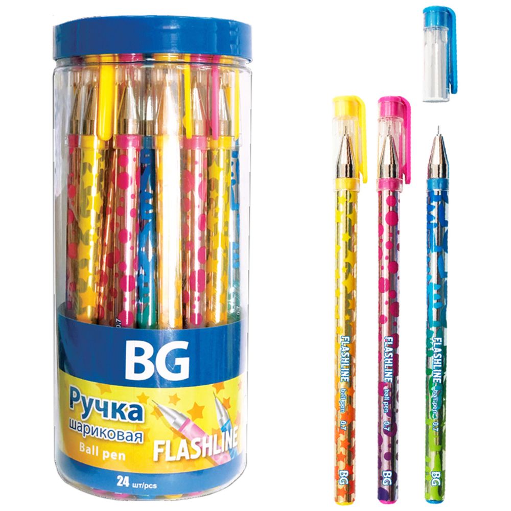 Ручка шариковая BG "Flashline" синяя, 0,7мм, пластиковая туба