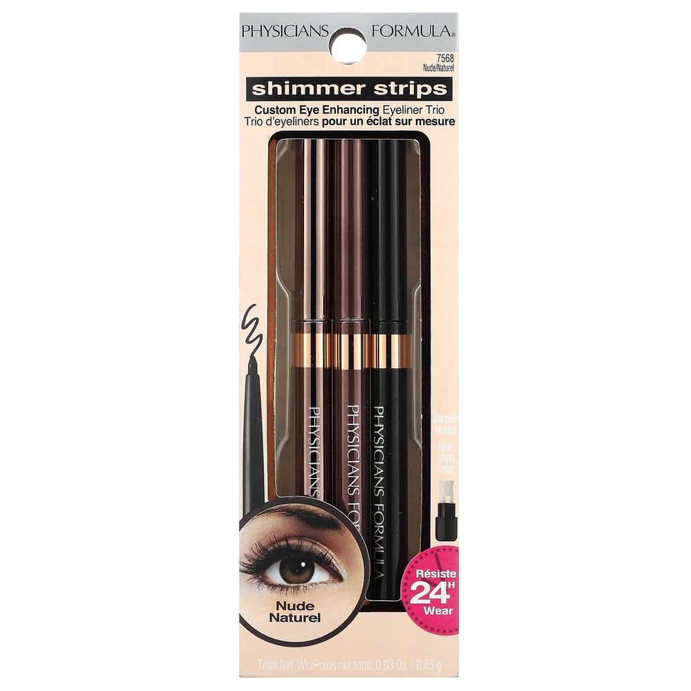 Physicians Formula, мерцающие полоски, трио тональных подводок для глаз, нюдовый, 0,85 г (0,03 унции)