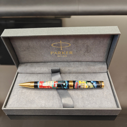 Коллекционная шариковая ручка Parker "Ingenuity Black GT" с поворотным механизмом "Москва" с ручной росписью в коробке