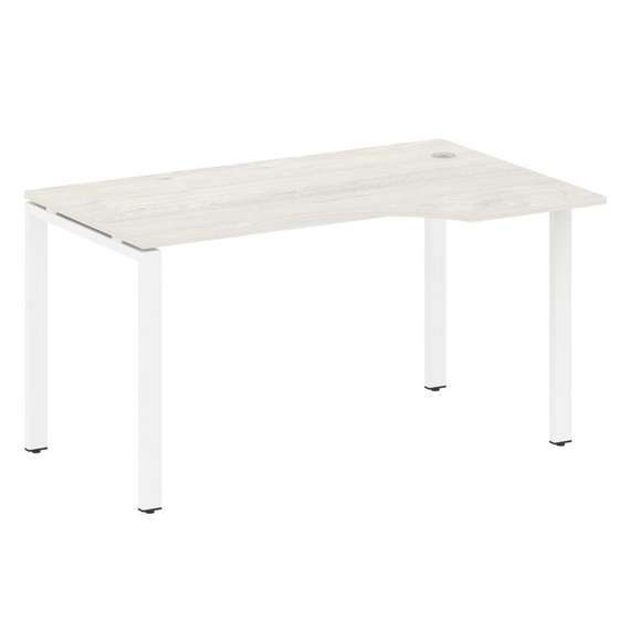 Metal System Стол криволинейный правый на П-образном м/к БП.СА-2 (R) Дуб Наварра/Металл Белый 1400*9