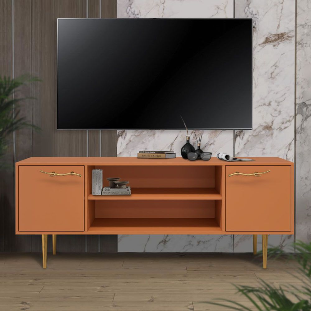 Тумба под ТВ Арт Колор matte 155см Стайл Голд Томленый оранжевый матовый