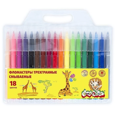 Фломастеры 18 цв. 3-х гран. блист. (Каляка-Маляка)
