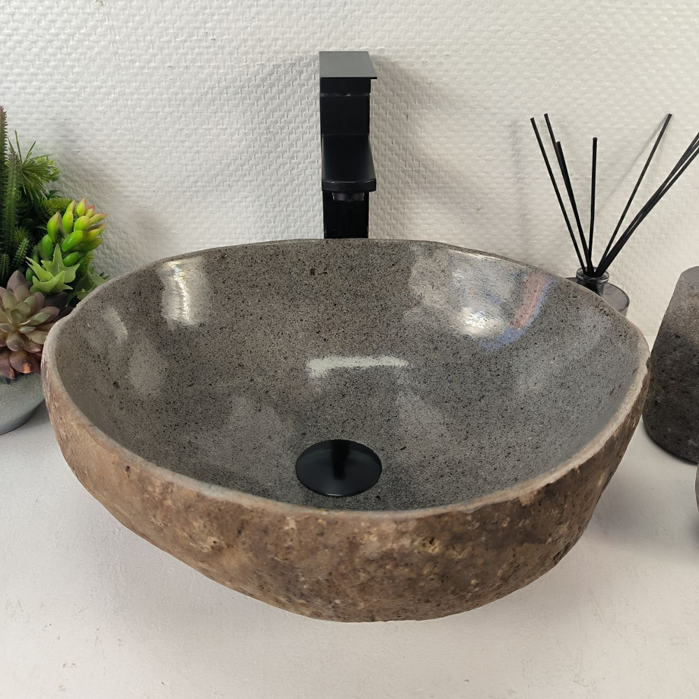 Каменная раковина из речного камня RS-05473 (42*35*16) 0861 из натурального камня