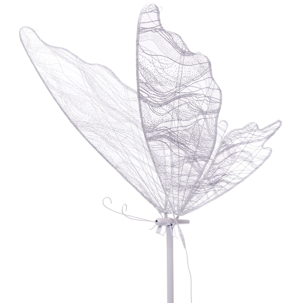 Фигура светодиодная «Волшебная Бабочка» на стойке h-2,08м, длина крыла 100 см, без движения,220v,Белый