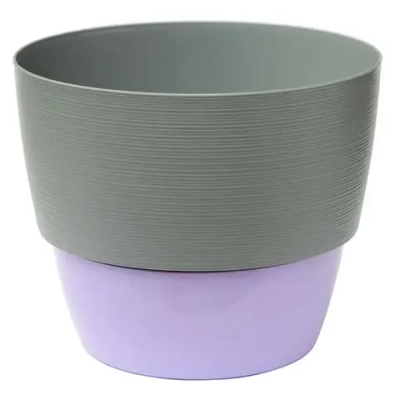 Горшок цветочный с вкладкой Валенсия 2,5л Серый муссон/ваниль - Лаванда D17,5, Н14,5