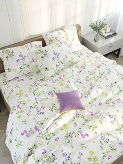 Постельное белье  "Душистый горошек" 2-спальный   наволочки 50х70 2шт Простынь  240х215 см  Пододеяльник 175х215 см