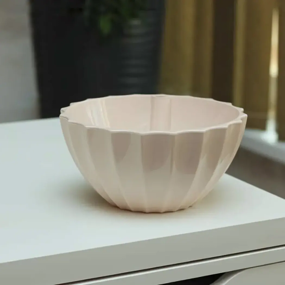 Кашпо для цветов пластиковое 3,4л d-25см «Ракушка» жемчуг