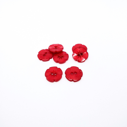 Пуговица №1177 "Цветок", пластик, 11мм, цв.красный