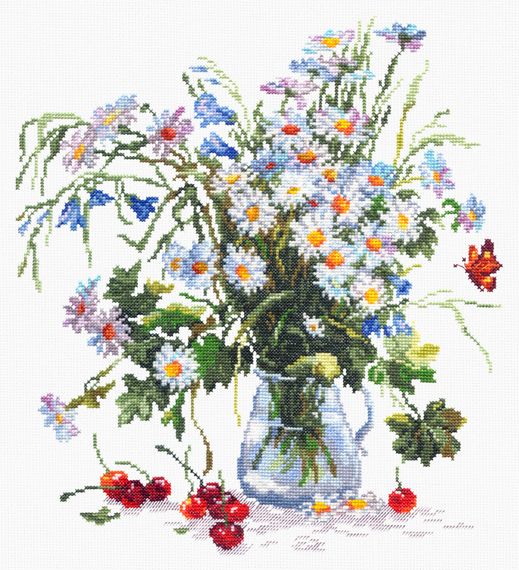 Набор для вышивания крестом "Ромашки и колокольчики"