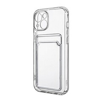 Силиконовый чехол-накладка с отделением под карту для iPhone 14 прозрачный