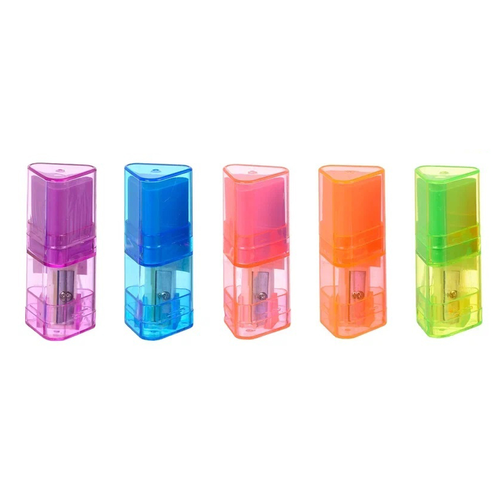 Точилка с ластиком Basir, одинарная, с контейнером, серия "Помада", фигурный корпус, 7.3 см