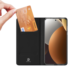 Чехол книжка из кожи черного цвета для Xiaomi Redmi Note 15 Pro Plus 5G и Poco M8 Pro 5G, серия Skin Pro Series от Dux Ducis