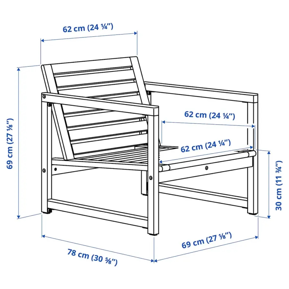 Кресло садовое - IKEA NÄMMARÖ/NAMMARO, 69х69 см, коричневый/светло-коричневый, НЭММАРО ИКЕА