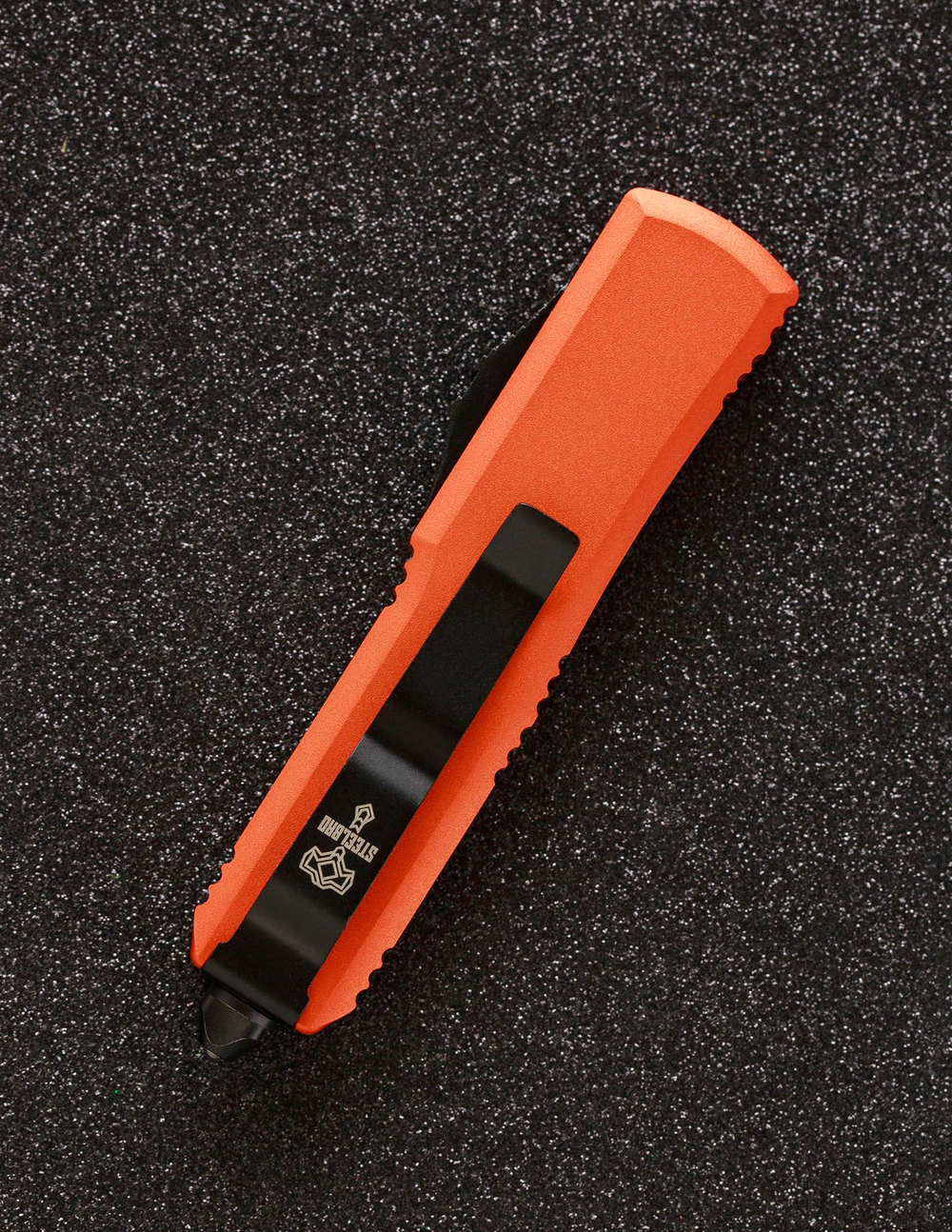 Автоматический складной нож SteelBro UTX-85 Hellhound Black VG-10 719-1OR (оранжевый) фронталка/выкидуха