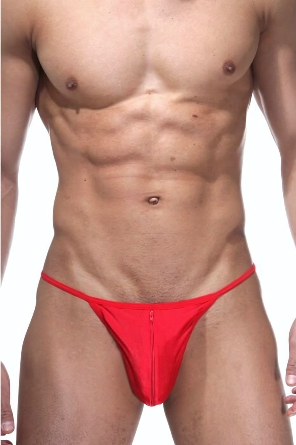 Мужские стринги с застежкой-молнией (Размер: L-XL) (Цвет: красный)