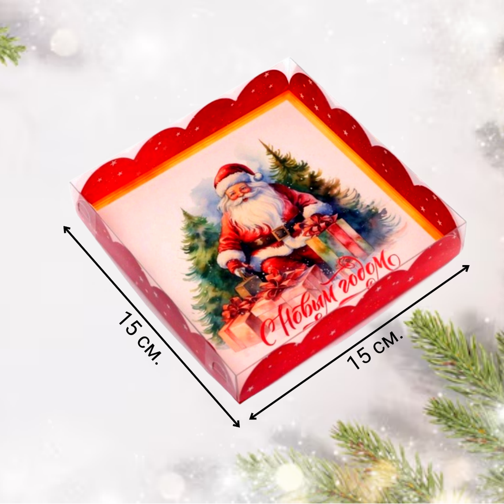 Коробочка для печенья  «С Новым годом. Дед Мороз», 15×15×3 см