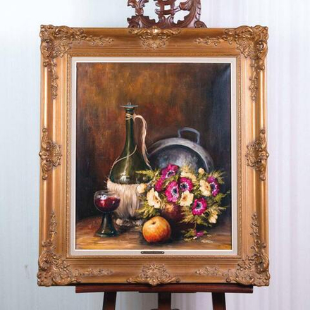 Картина «Натюрморт с вином и цветами»