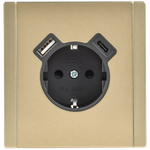 FORTE&PIANO Розетка 1-местная с заземлением с защитными шторками винтовое крепление 16А USB A+C 18Вт FP647M металл шампань IEK