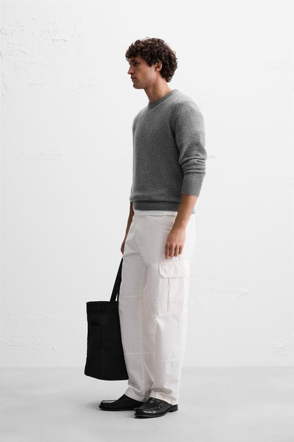 ZARA СВИТЕР ИЗ ШЕРСТИ И КАШЕМИРА, СЕРЫЙ С МЕЛАНЖЕВЫМ ЭФФЕКТОМ