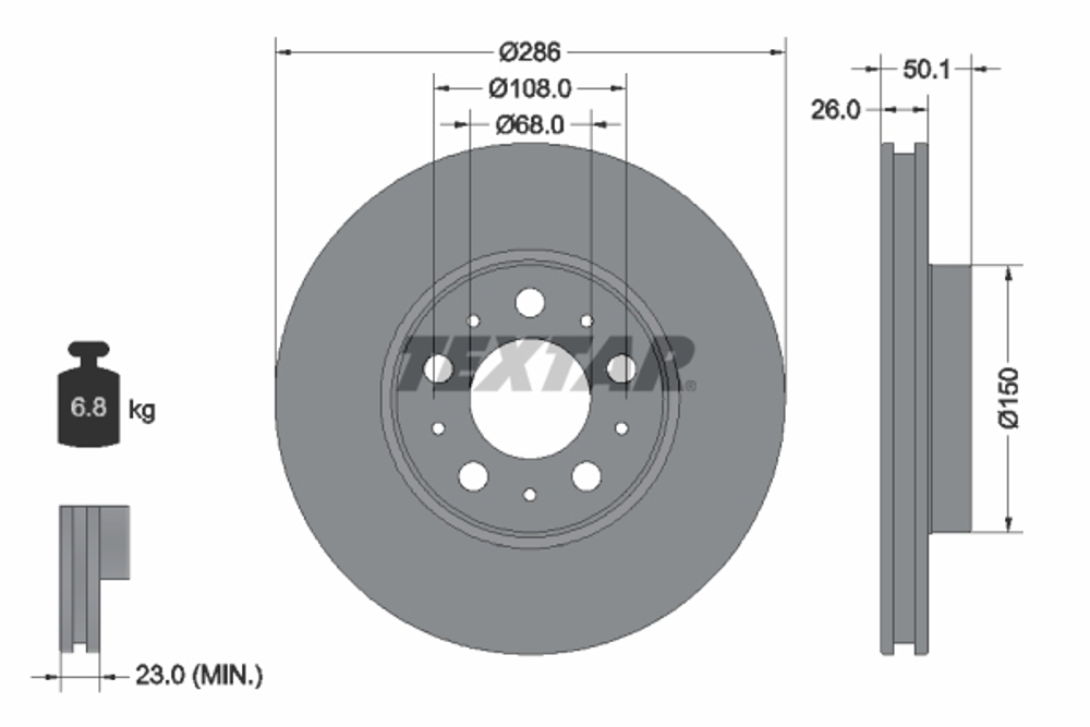 TEXTAR - 92100503-TET - Brake Disc