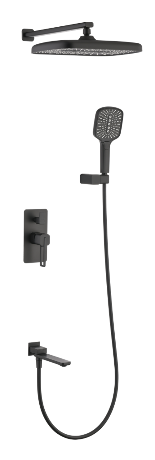 12165-C Смеситель встраиваемый для душа с 3-функ. (ЧЕРНЫЙ) GANZER (6/1шт)