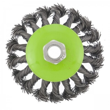 Щетка для УШМ, 100 мм, М14, "тарелка", крученая металлическая проволока. СИБРТЕХ