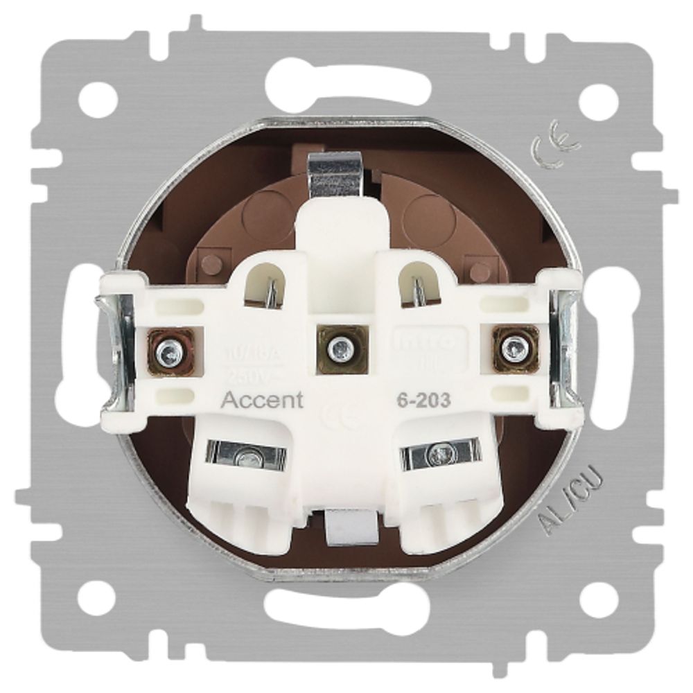 Розетка Intro Accent 6-203-09 с заземлением 2P+E Schuko с крышкой 16А-250В IP20 СУ AL/CU титан
