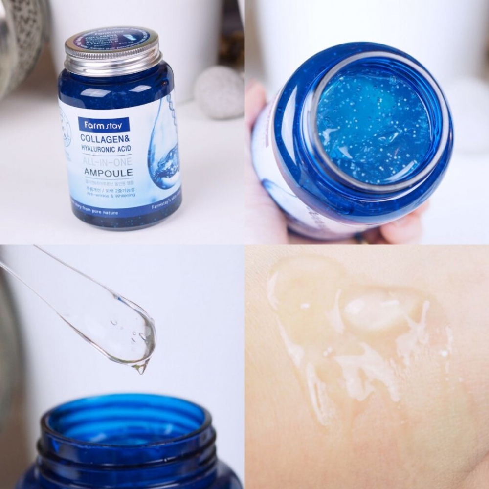 Сыворотка с гиалуроновой кислотой и коллагеном FarmStay All In One Collagen and Hyaluronic Ampoule