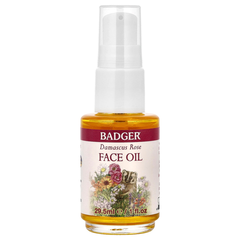 Badger, масло для лица с дамасской розой, для сухой и нежной кожи, 29,5 мл (1 жидк. унция)