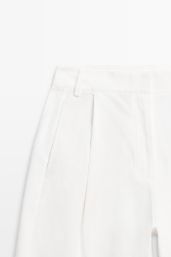 Massimo Dutti Брюки-бананы свободного кроя, белый