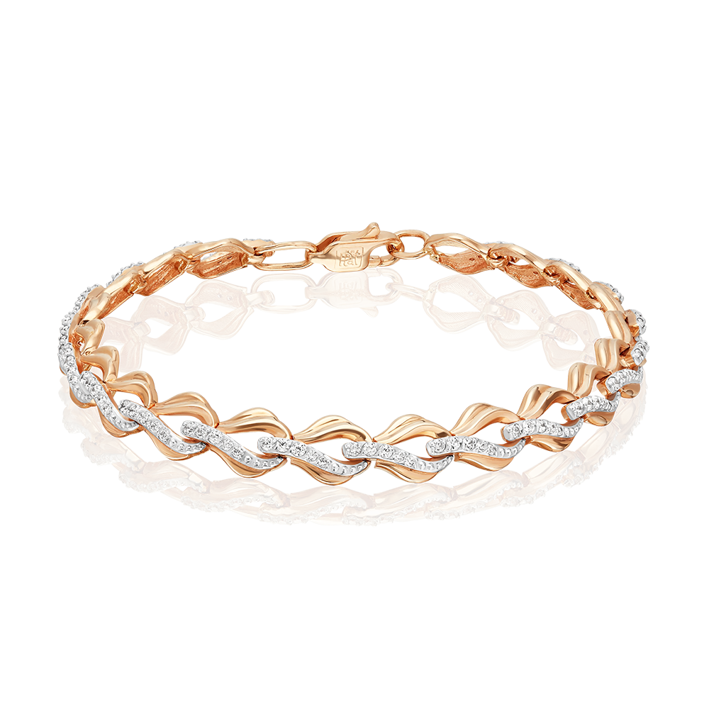 Браслет из красного золота с фианитами