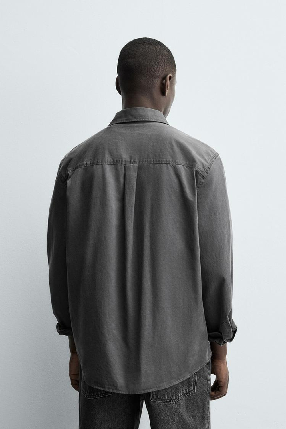 ZARA РУБАШКА ИЗ ТВИЛА, АНТРАЦИТОВО-СЕРЫЙ