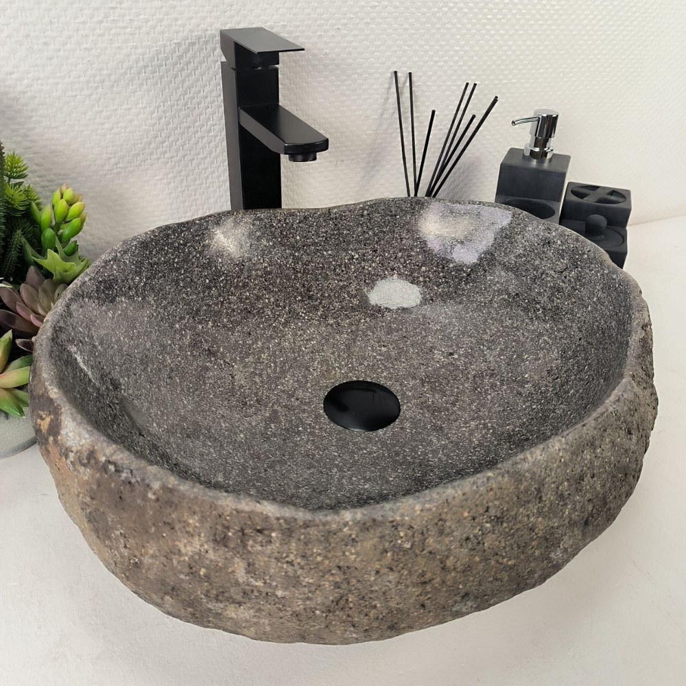 Каменная раковина из речного камня RS-05014 (47*44*15) 0856 из натурального камня