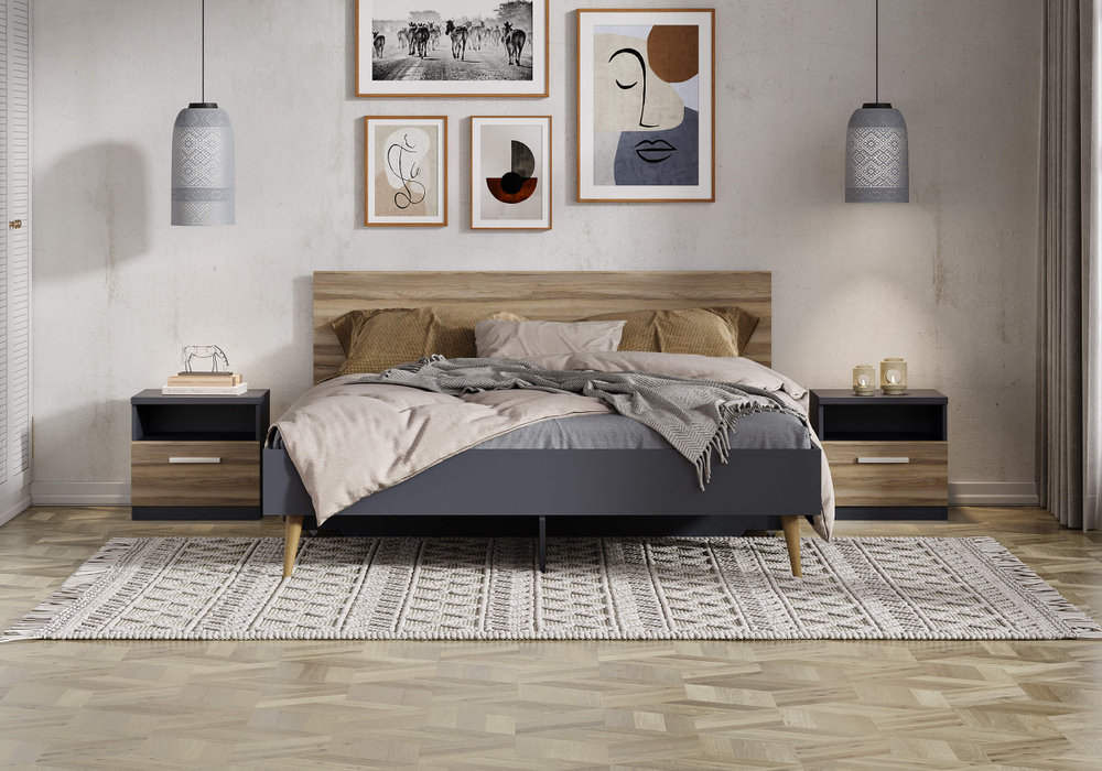 Кровать Ines (графит) (160x200)