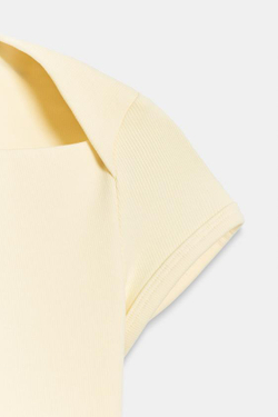 ZARA ФУТБОЛКА С КВАДРАТНЫМ ВЫРЕЗОМ, ЖЕЛТЫЙ