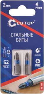 83-337 Набор стальных бит, 2 шт, PH2, 25мм, CUTOP Profi