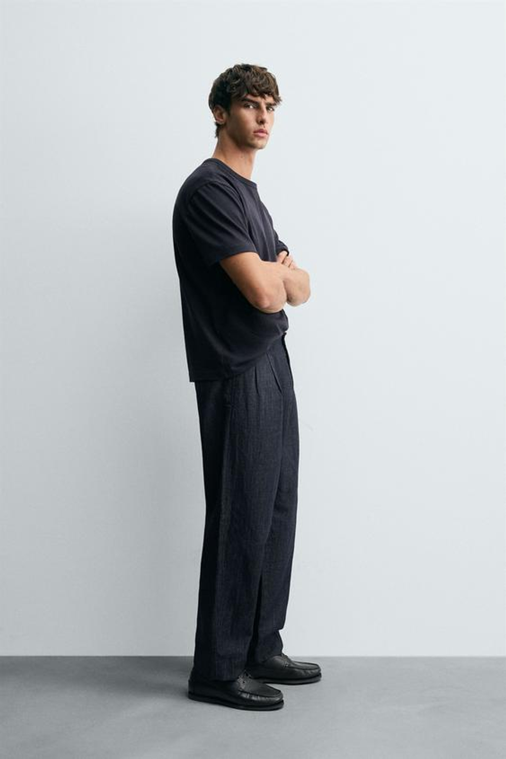 ZARA УКОРОЧЕННЫЕ ДЖИНСОВЫЕ БРЮКИ ШИРОКОГО КРОЯ, ИНДИГО