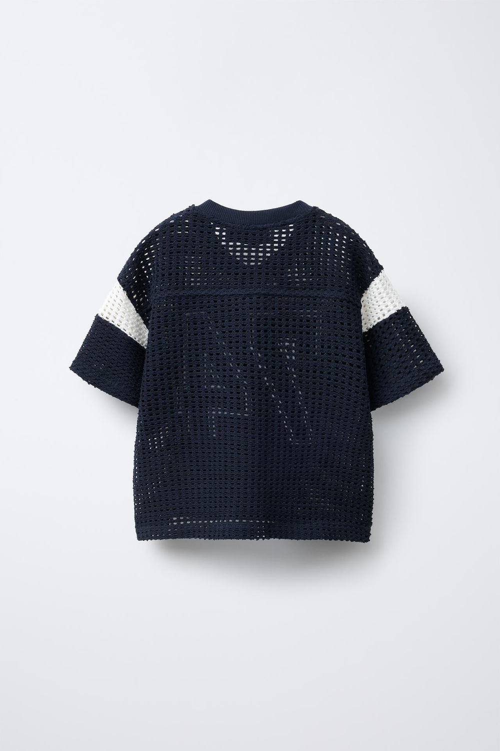 ZARA ТРИКОТАЖНАЯ ФУТБОЛКА С ВЫШИВКОЙ «НОМЕР», МОРСКОЙ СИНИЙ