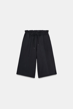 ZARA БЕРМУДЫ С ВОЛАНАМИ НА ТАЛИИ, МОРСКОЙ ТЕМНО-СИНИЙ