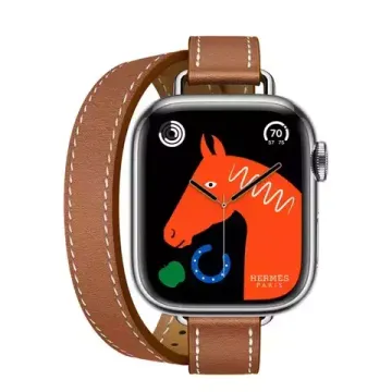 Apple Watch Hermès Series 9 41mm Silver Stainless Steel Case with Attelage Double Tour Gold