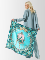 Платок «Яйцо Фаберже Ландыши» 100% шёлк изумрудный