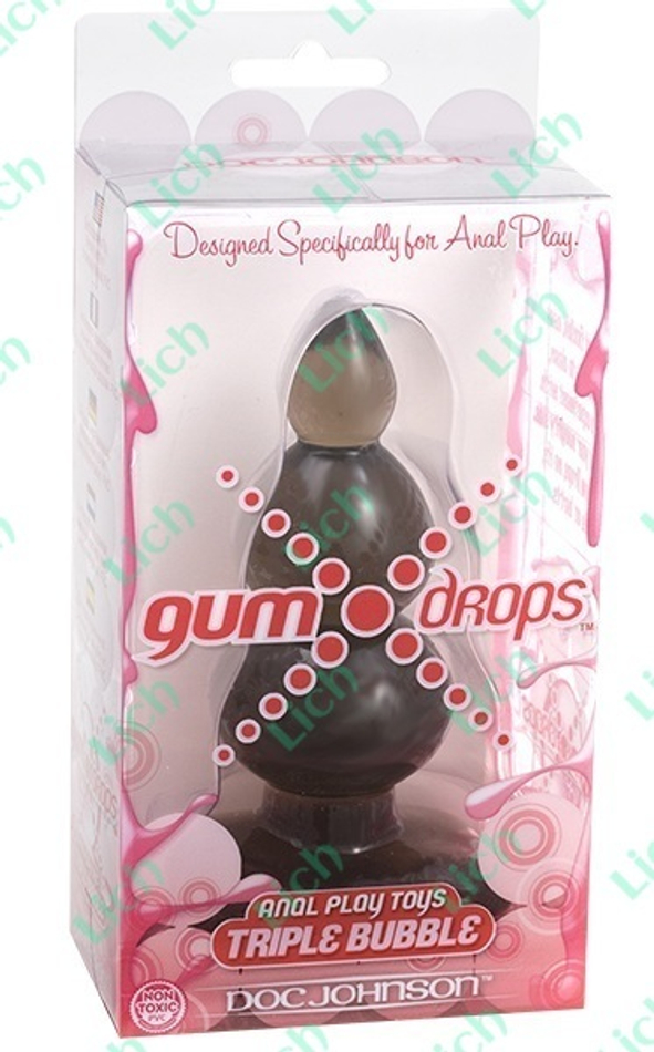 Серая анальная пробка GUM DROPS TRIPLE BUBBLE