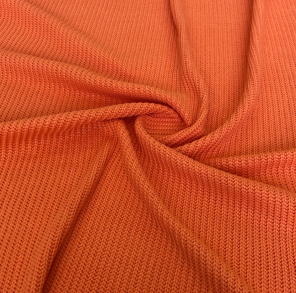 Трикотаж вязанный, косичка мелкая, оранж, хлопок MARNI