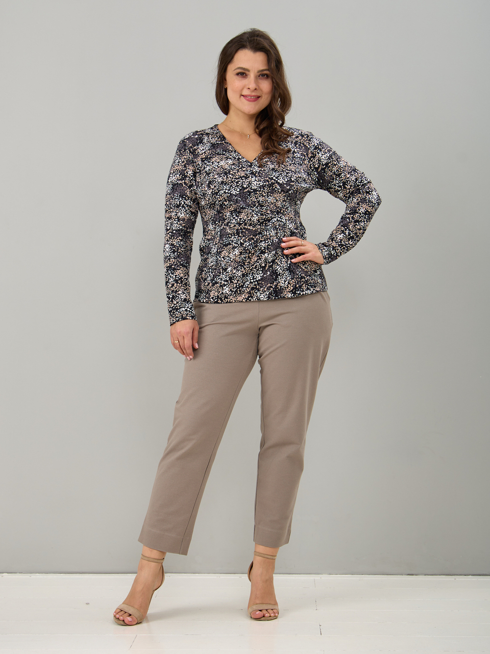 Блузка БЛкл-079/черный-бежабстракция