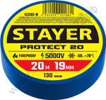 STAYER Protect-20 19 мм х 20 м синяя, Изоляционная лента ПВХ, PROFESSIONAL (12292-B)