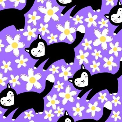 Котики и цветы (детский фон)