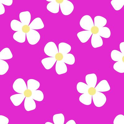 seamless pattern white flowers on pink background